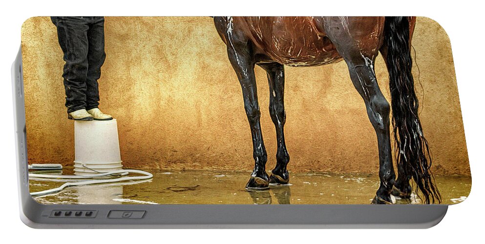 Animals Portable Battery Charger featuring the photograph Washing a Horse by Robert FERD Frank