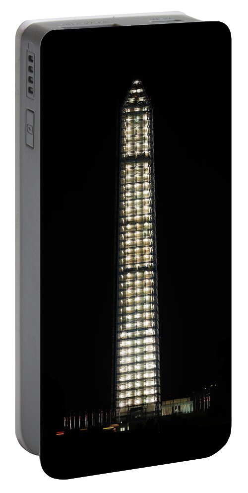 Lights Portable Battery Charger featuring the photograph Washington Monument in Repair by Ed Clark