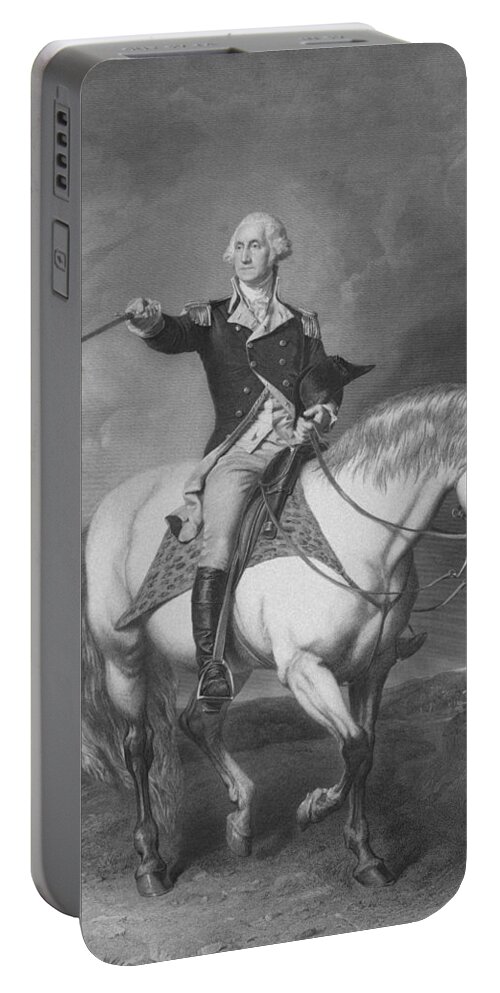 American Revolution Portable Battery Charger featuring the mixed media Washington Receiving A Salute At Trenton by War Is Hell Store