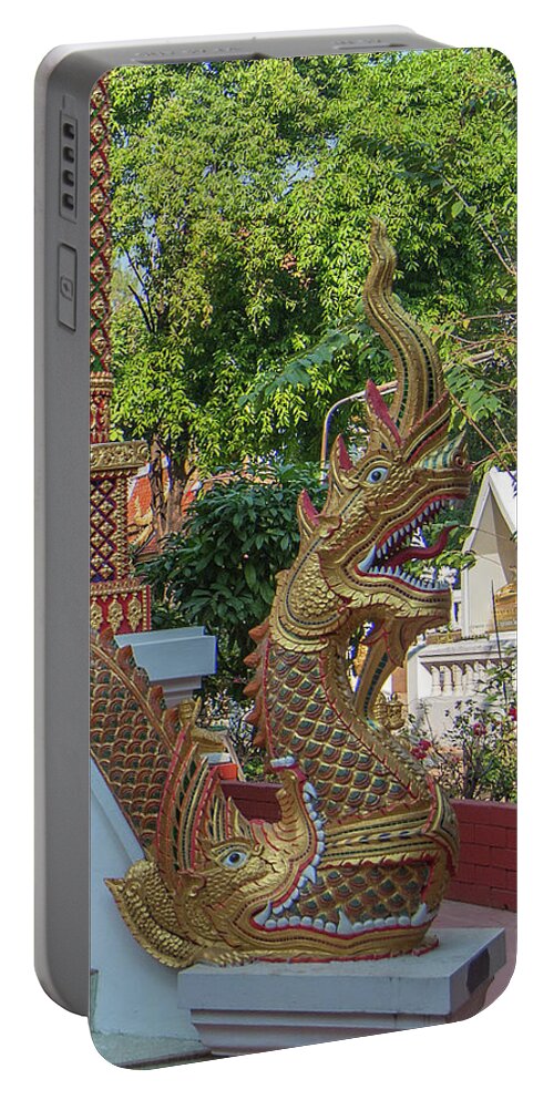 Scenic Portable Battery Charger featuring the photograph Wat Fa Ham Phra Ubosot Makara and Naga DTHCM1353 by Gerry Gantt