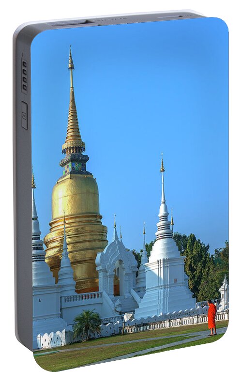 Scenic Portable Battery Charger featuring the photograph Wat Suan Dok Buddha Relics Chedi DTHCM0949 by Gerry Gantt