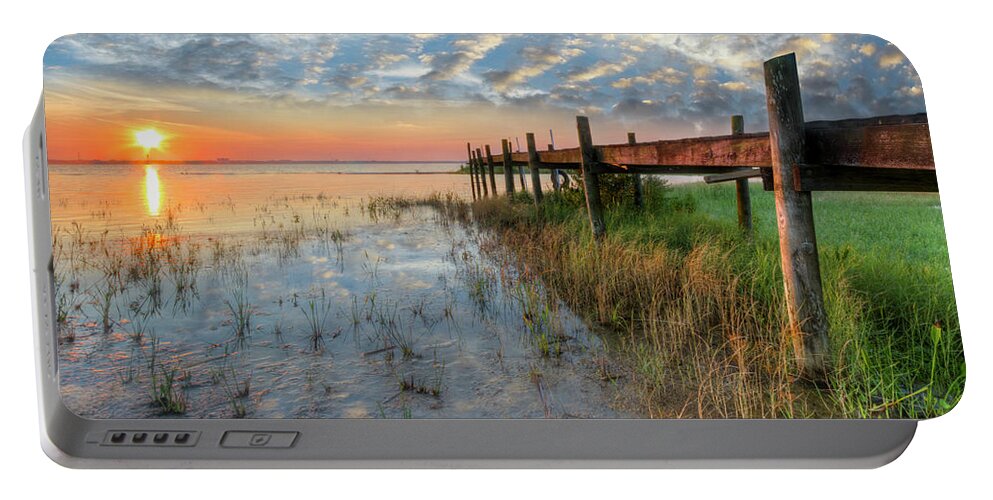 Clouds Portable Battery Charger featuring the photograph Watching the Sun Rise by Debra and Dave Vanderlaan
