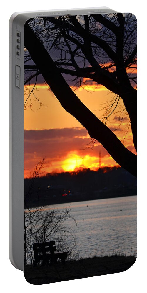 Salem Portable Battery Charger featuring the photograph Watching the Sunset at the Salem Willows by Toby McGuire