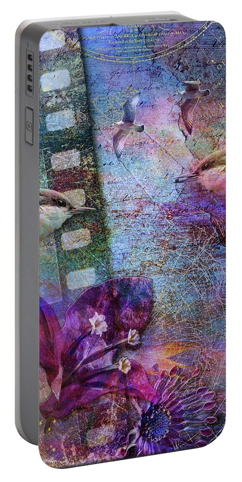 Watching Wildlife Portable Battery Charger featuring the digital art Watching the Wild World by Linda Carruth