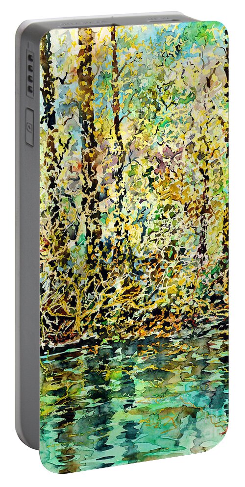 Watercolor Portable Battery Charger featuring the painting Water Kissing Land by Almo M