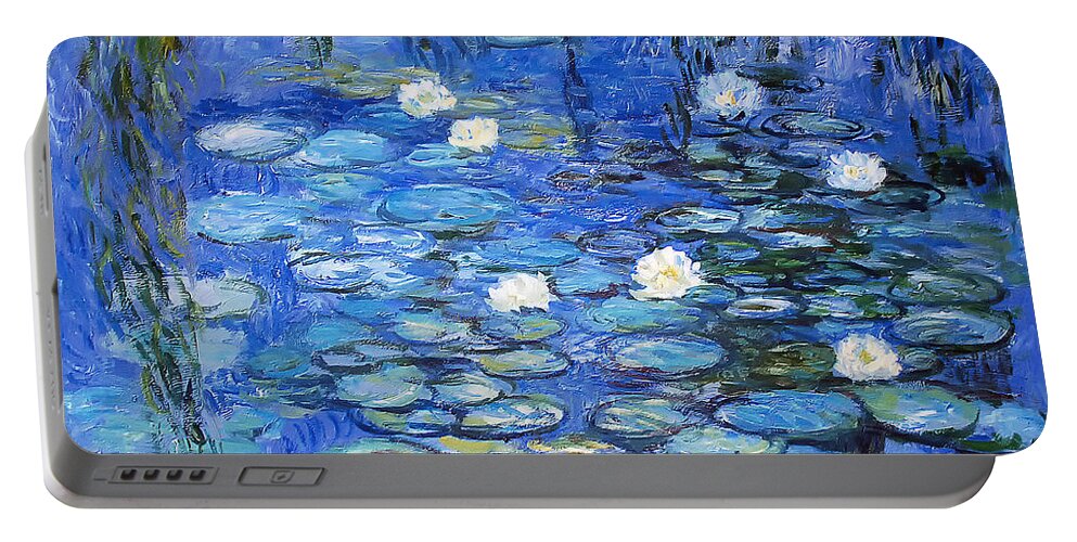 Lily Portable Battery Charger featuring the photograph water lilies a la Monet by Joachim G Pinkawa