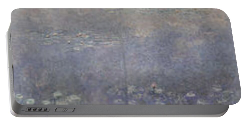 Claude Monet Portable Battery Charger featuring the painting Water Lilies - The Two Willows by Claude Monet