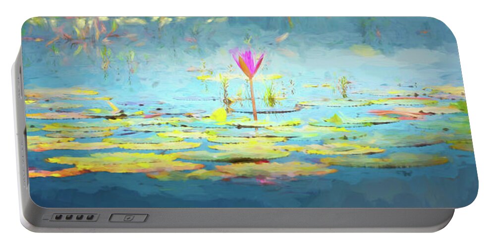 Lily Portable Battery Charger featuring the photograph Water Lily - Tribute to Monet by Stephen Stookey