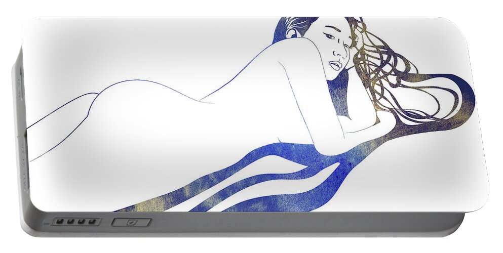 Beauty Portable Battery Charger featuring the mixed media Water Nymph II by Stevyn Llewellyn