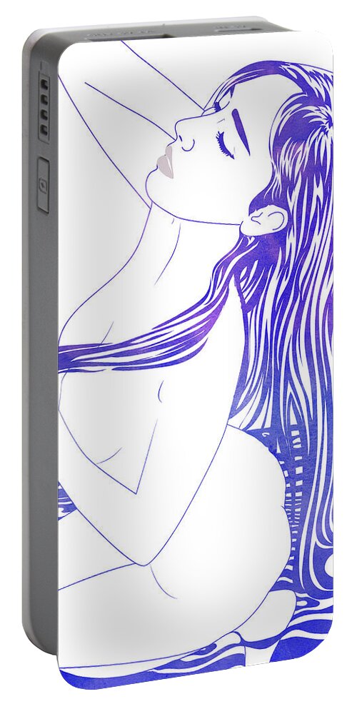 Beauty Portable Battery Charger featuring the mixed media Water Nymph XVIII by Stevyn Llewellyn