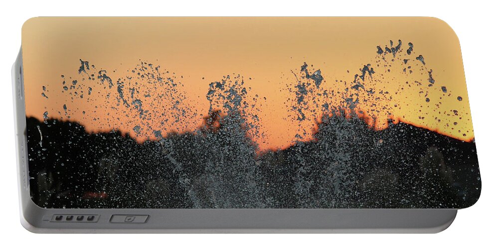 Water Portable Battery Charger featuring the photograph Water Play At Sunset by DiDesigns Graphics