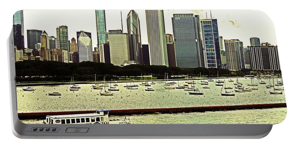 Water Portable Battery Charger featuring the photograph Water Taxi In Chicago by Lydia Holly