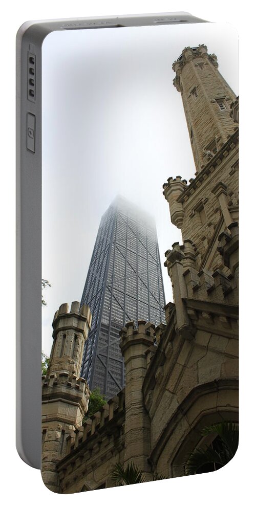 Chicago Portable Battery Charger featuring the photograph Water Tower and Hancock by Lauri Novak
