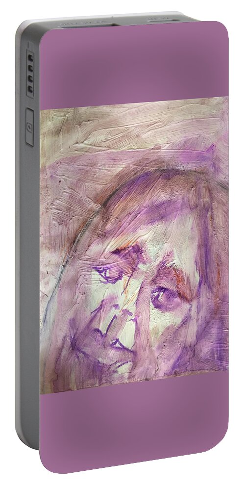 Abstract Portable Battery Charger featuring the painting Water, Wind and Ice by Judith Redman