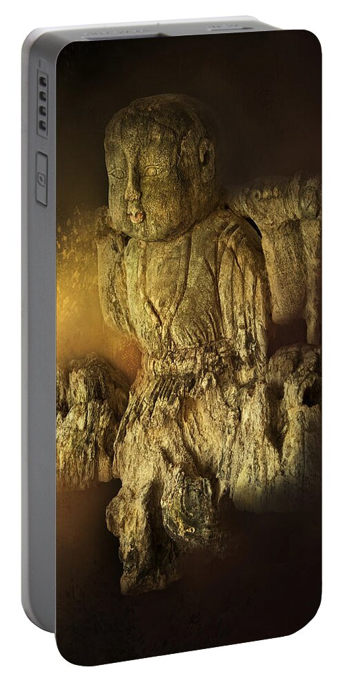 Theresa Tahara Portable Battery Charger featuring the photograph Waterboy As The Buddha by Theresa Tahara