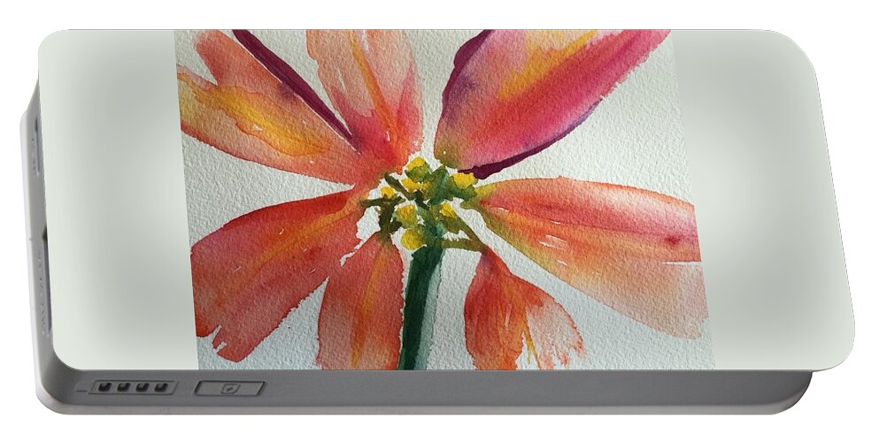 Floral Portable Battery Charger featuring the painting Watercolor Poinsettia by Bonny Butler