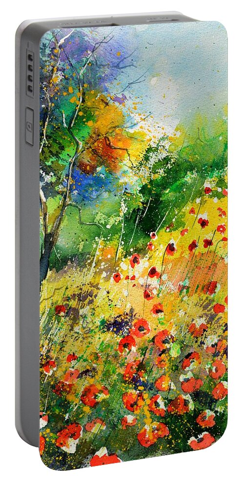 Poppies Portable Battery Charger featuring the painting Watercolor poppies 518001 by Pol Ledent