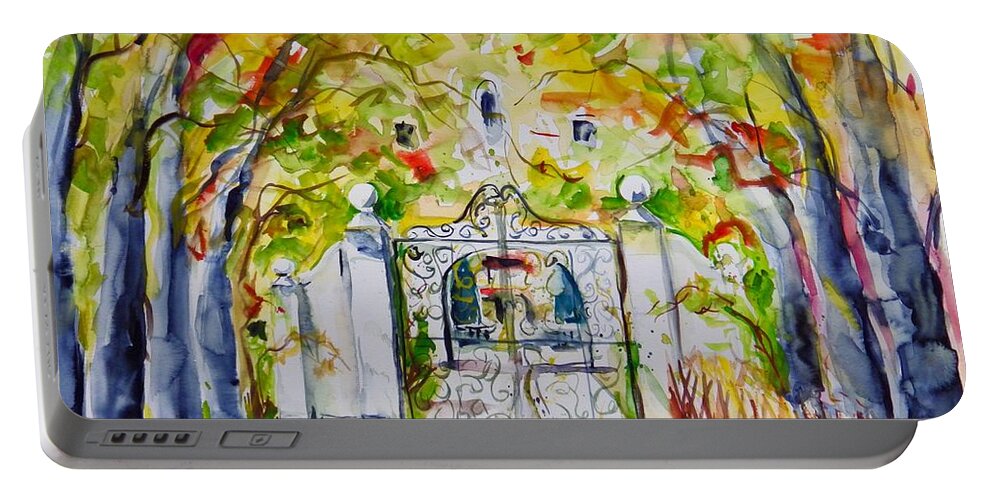 Schloss Kammer Portable Battery Charger featuring the painting Watercolor Series N0. 257 by Ingrid Dohm