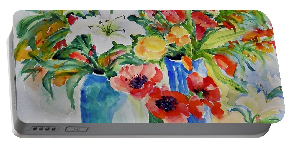 Flowers Portable Battery Charger featuring the painting Watercolor Series No. 256 by Ingrid Dohm
