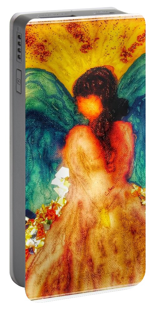Angel Portable Battery Charger featuring the painting Watercolour angel by Christine Paris