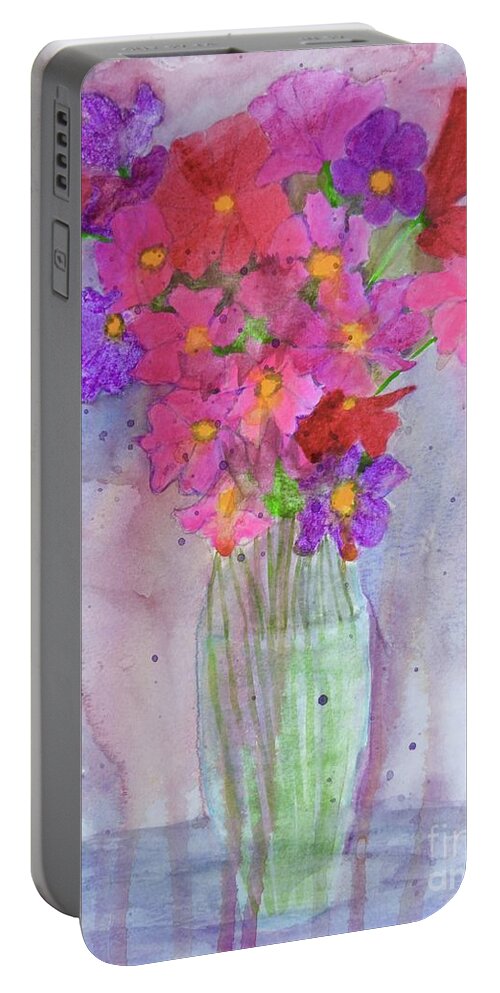 Portable Battery Charger featuring the painting Watered Down Cosmos by Barrie Stark