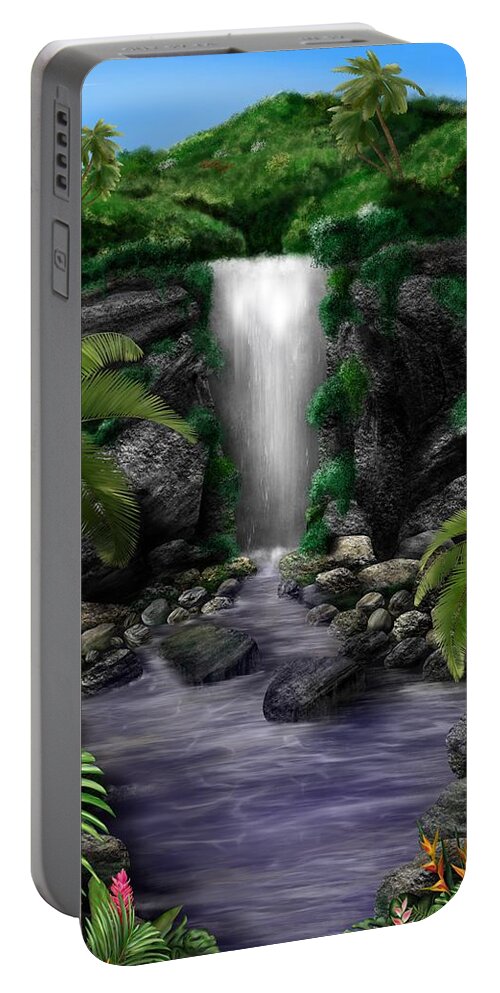 “waterfall Creek” Portable Battery Charger featuring the digital art Waterfall Creek by Mark Taylor