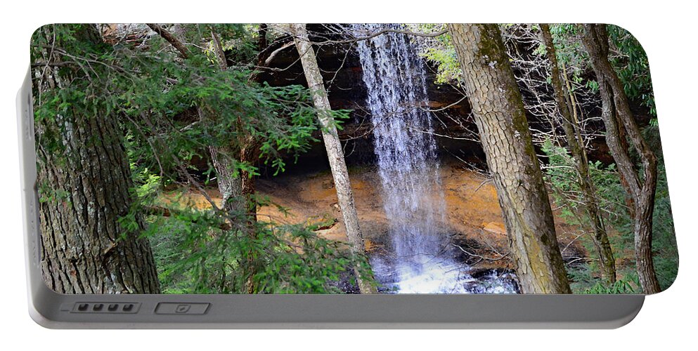 Northrup Falls Portable Battery Charger featuring the mixed media The Northrup Waterfall  Tennessee by Stacie Siemsen