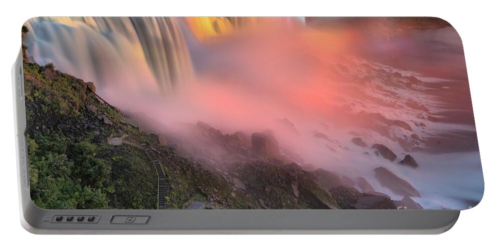Niagara Falls Portable Battery Charger featuring the photograph Waterfall Night Lights by Adam Jewell