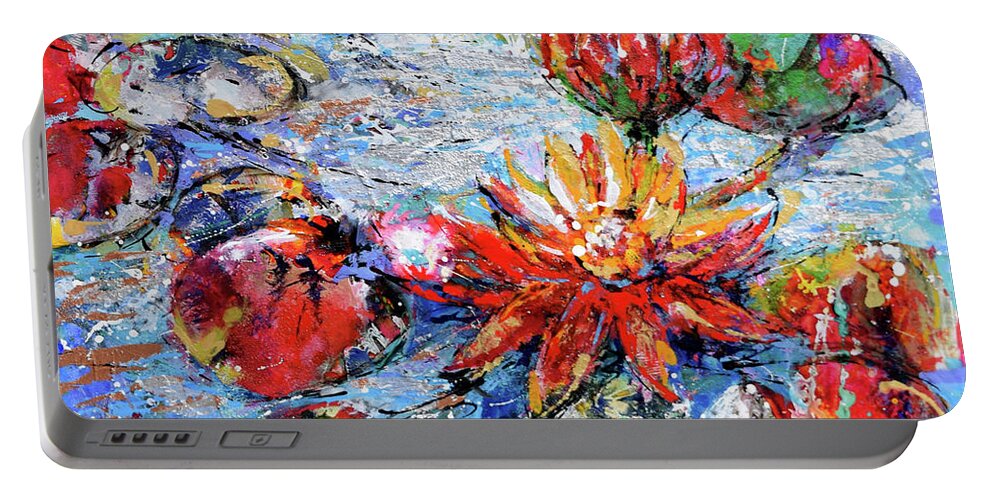  Portable Battery Charger featuring the painting Waterlilly by Jyotika Shroff