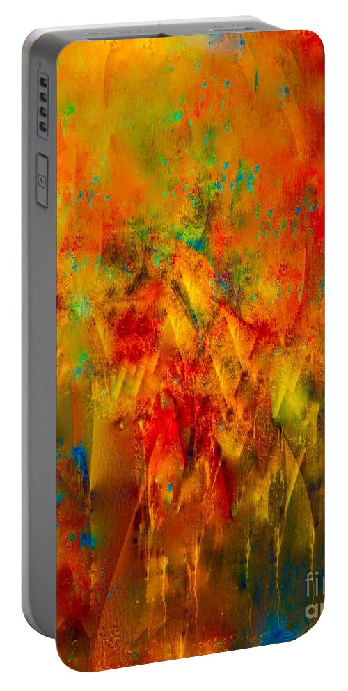 Painting-abstract Portable Battery Charger featuring the painting Watermelon Fiesta by Catalina Walker