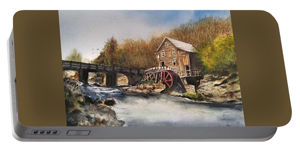 Old Watermill Portable Battery Charger featuring the painting Watermill by Bobby Walters