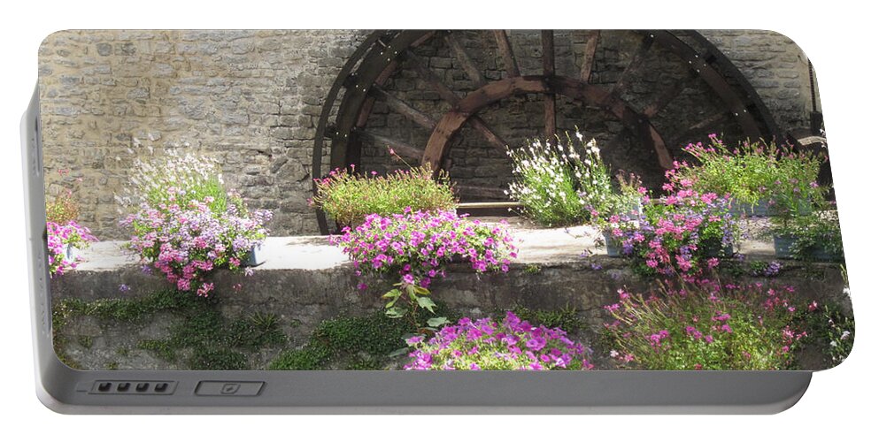 Waterwheel Portable Battery Charger featuring the photograph Waterwheel in Bayeux by Brandy Woods