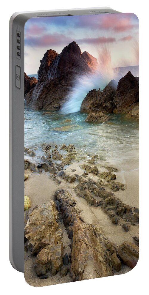 Orange County Portable Battery Charger featuring the photograph Wave Breaker by Nicki Frates