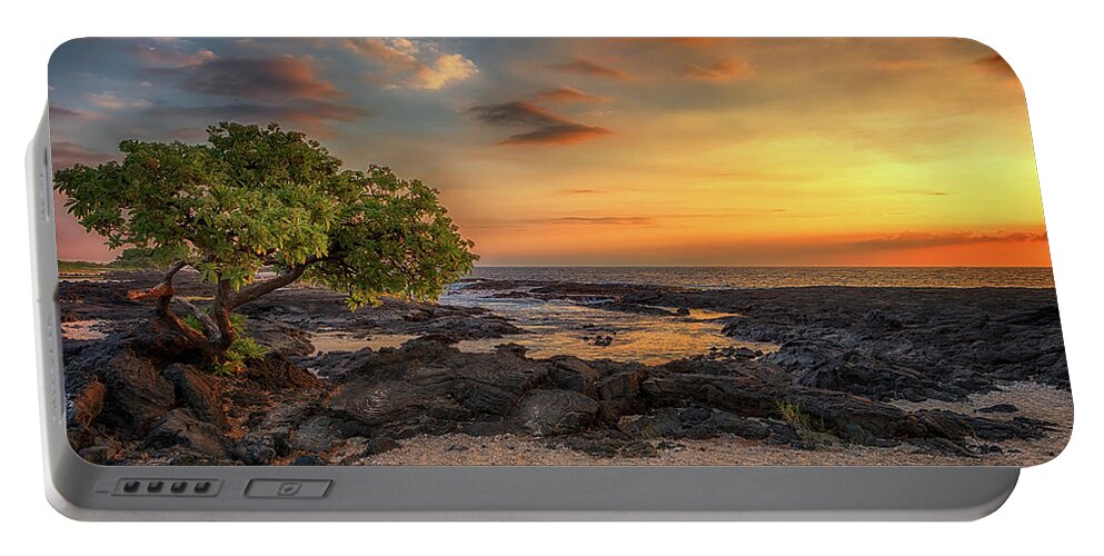 Sunset Portable Battery Charger featuring the photograph Wawaloli Beach Sunset by Susan Rissi Tregoning