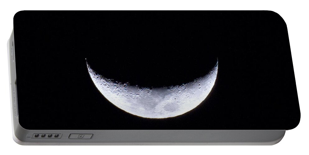 Moon Portable Battery Charger featuring the photograph Waxing Crescent Moon Night 3 by Mark Andrew Thomas