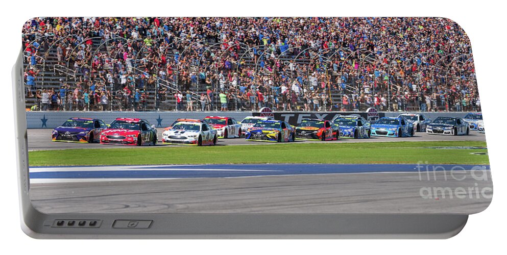 Texas Motor Speedway Portable Battery Charger featuring the photograph We have a race by Paul Quinn