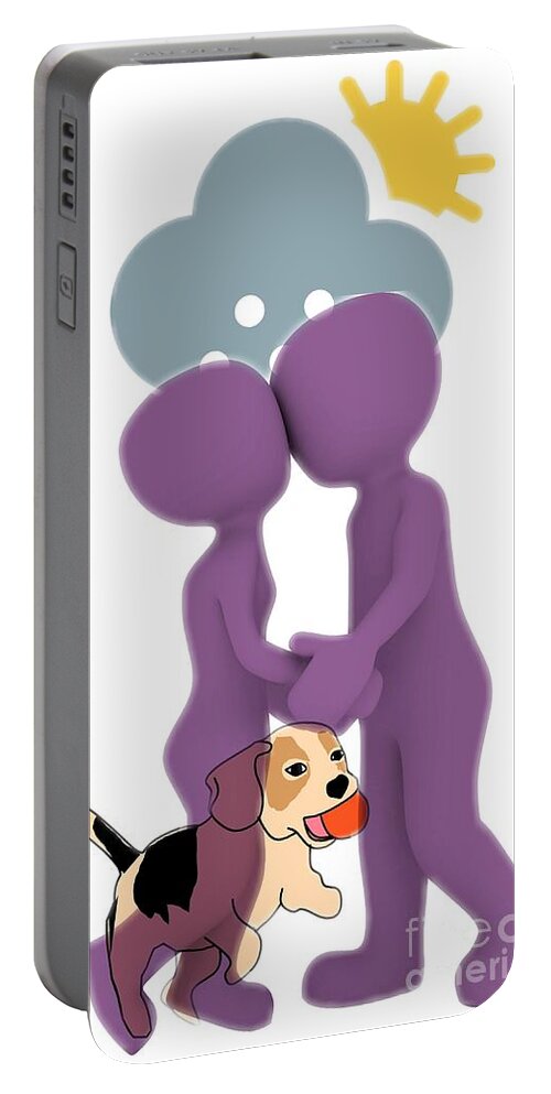 Stick Portable Battery Charger featuring the digital art We Stick Together by Kathy Tarochione