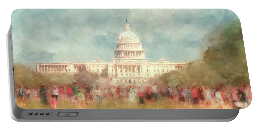 Washington Dc Portable Battery Charger featuring the digital art We The People by Lois Bryan