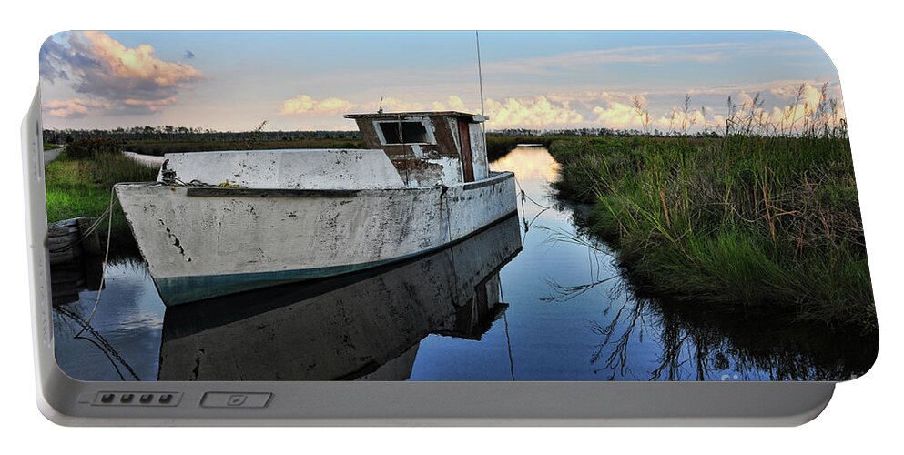 Boat Portable Battery Charger featuring the photograph Weathered Reflection by Randy Rogers