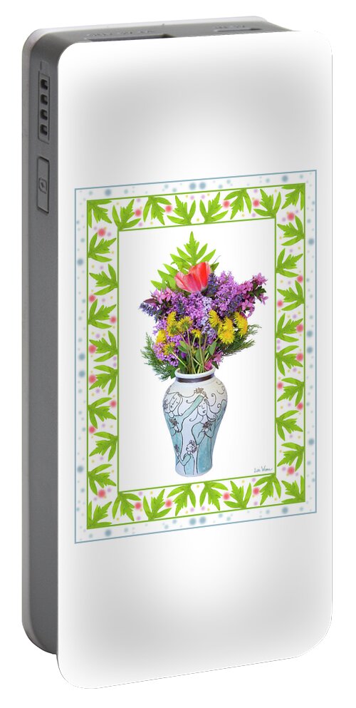 Lise Winne Portable Battery Charger featuring the digital art Wedding Vase with Bouquet by Lise Winne