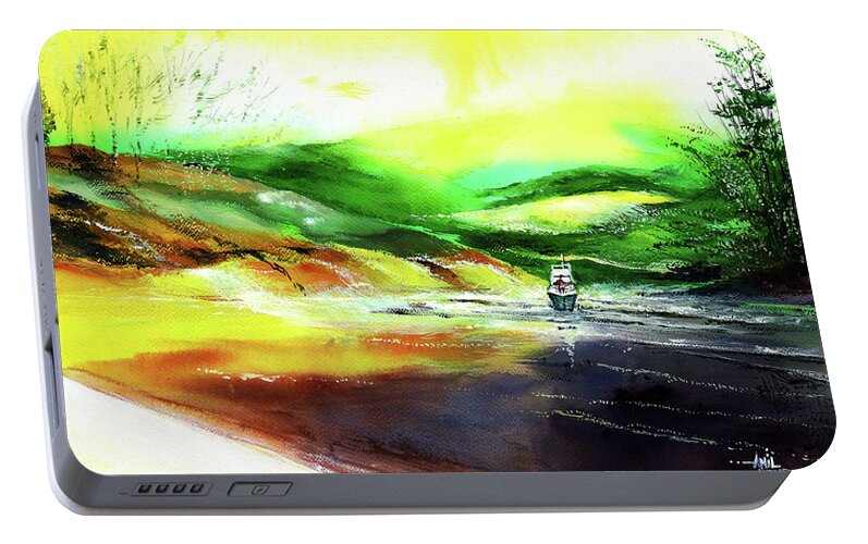 Nature Portable Battery Charger featuring the painting Welcome Back by Anil Nene