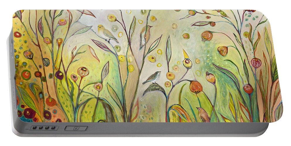 Garden Portable Battery Charger featuring the painting Welcome to My Garden by Jennifer Lommers