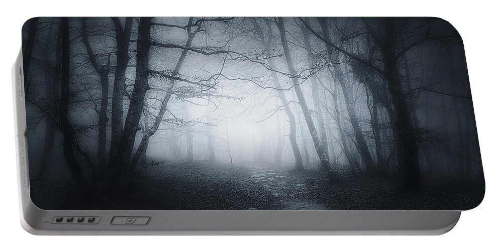 Scary Portable Battery Charger featuring the photograph Welcome to the forest by Mikel Martinez de Osaba