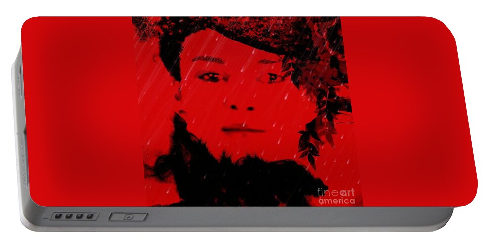 Portrait Portable Battery Charger featuring the digital art Wendy waits red by Kim Prowse