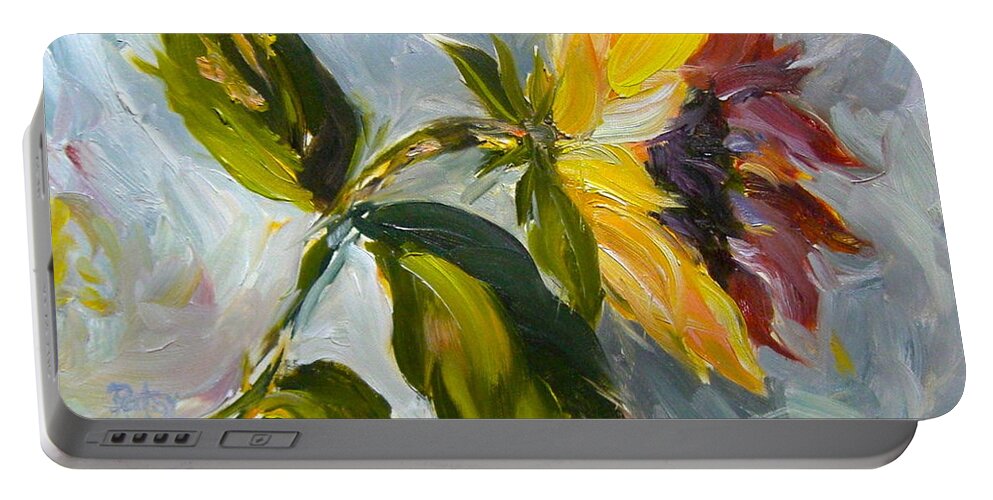 Sunflower Portable Battery Charger featuring the painting We're All in This Alone by Patsy Walton