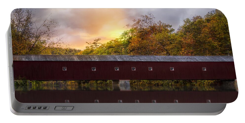 Cornwall Portable Battery Charger featuring the photograph West Cornwall Covered Bridge by Susan Candelario