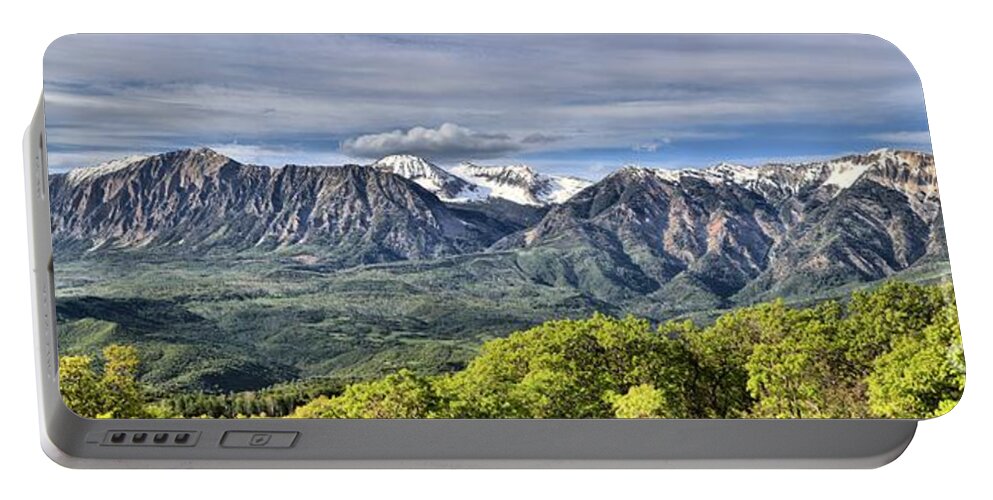 West Elk Range Portable Battery Charger featuring the photograph West Elk Mountains Panorama by Adam Jewell