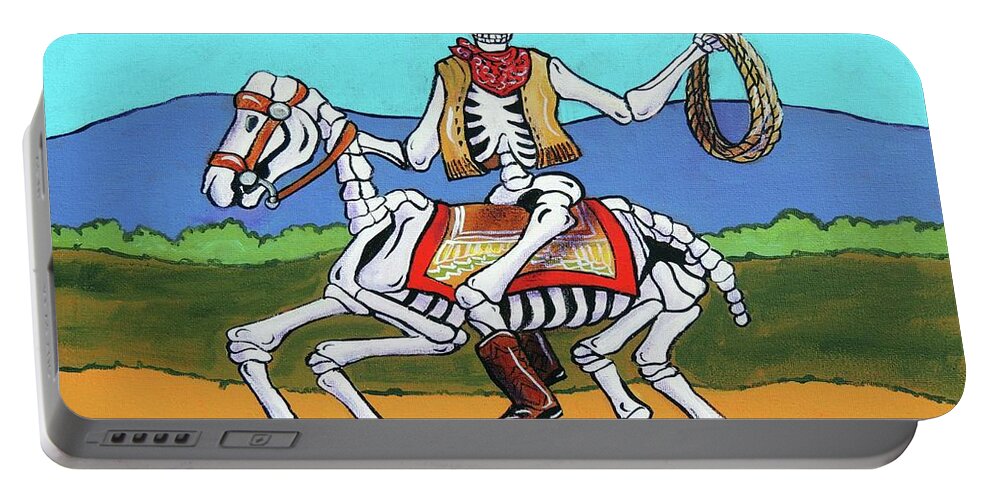 Dia De Los Muertos. Day Of The Dead Portable Battery Charger featuring the painting Western Cowboy by Candy Mayer