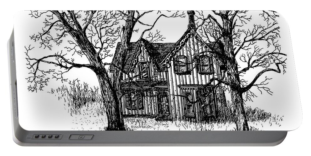 House Portable Battery Charger featuring the drawing Westhill House 1 by Ron Haist