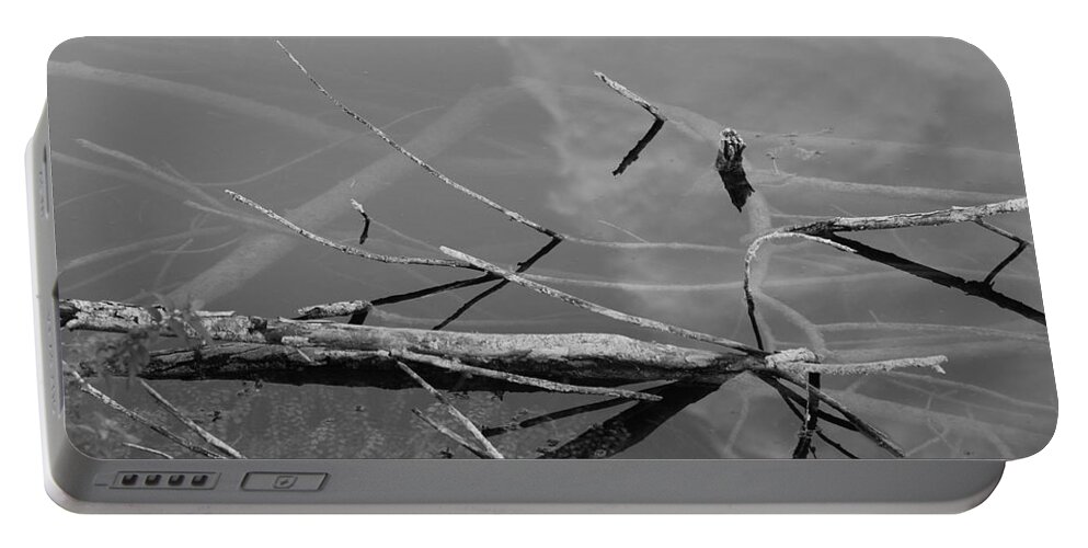 Black And White Portable Battery Charger featuring the photograph Wet Wood by Rob Hans
